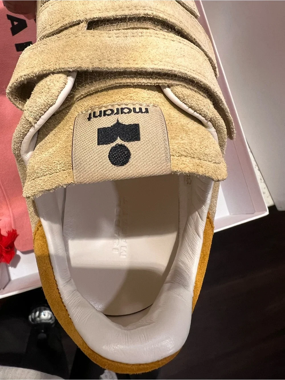 Isabel Marant White and Mustard Suede-Trim Sneaker, ( 2 sneakers- 40 and 41)